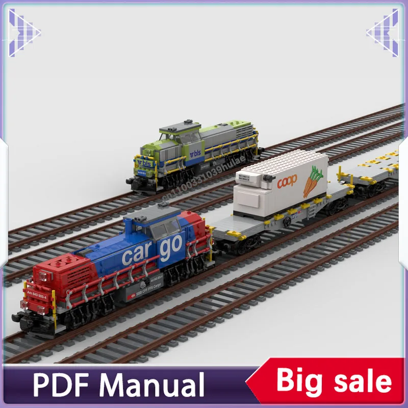 Bausteine Zug Schweizer Diesellokomotive AM843 - SBB Cargo Brick Modelle DIY Montage Sammlerstücke Weihnachtsgeschenke Image