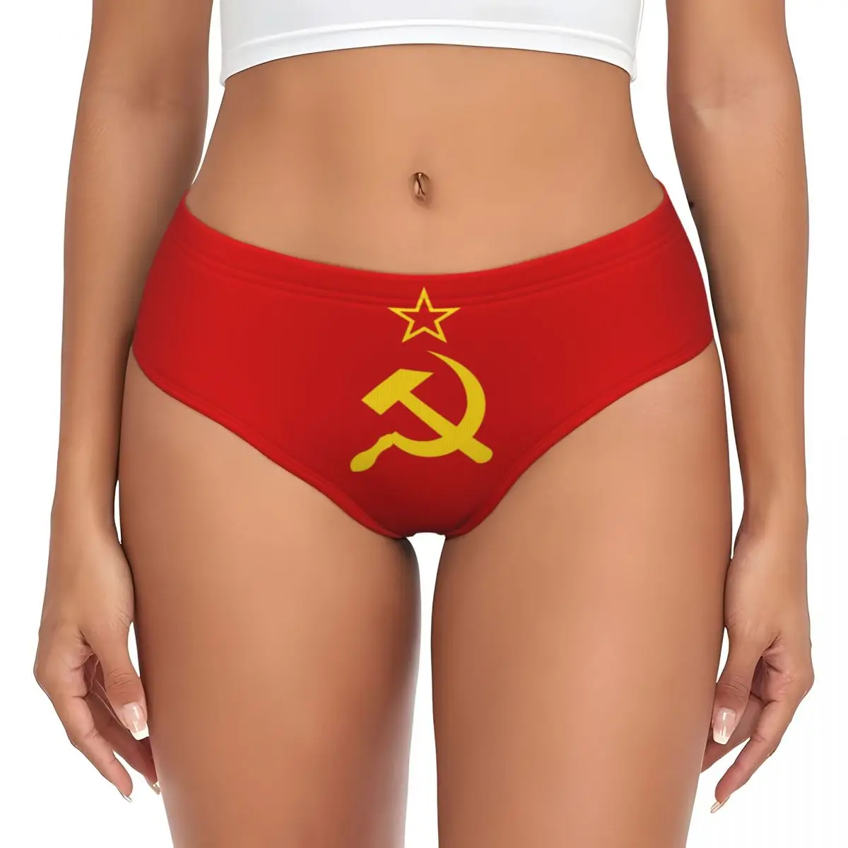 UdSSR Hammer und Sichel CCCP Retro russische sowjetische Flagge Höschen Slips Damen Slips Unterwäsche atmungsaktive weibliche Unterhose Image