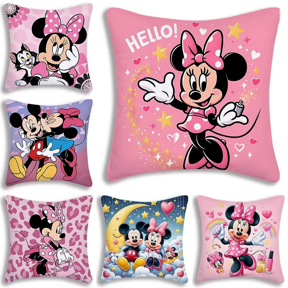Mickey Minnie Paar-Kissenbezüge - Kawaii Kurzplüsch Doppelseitige Sofa-Kissen-Dekoration Image