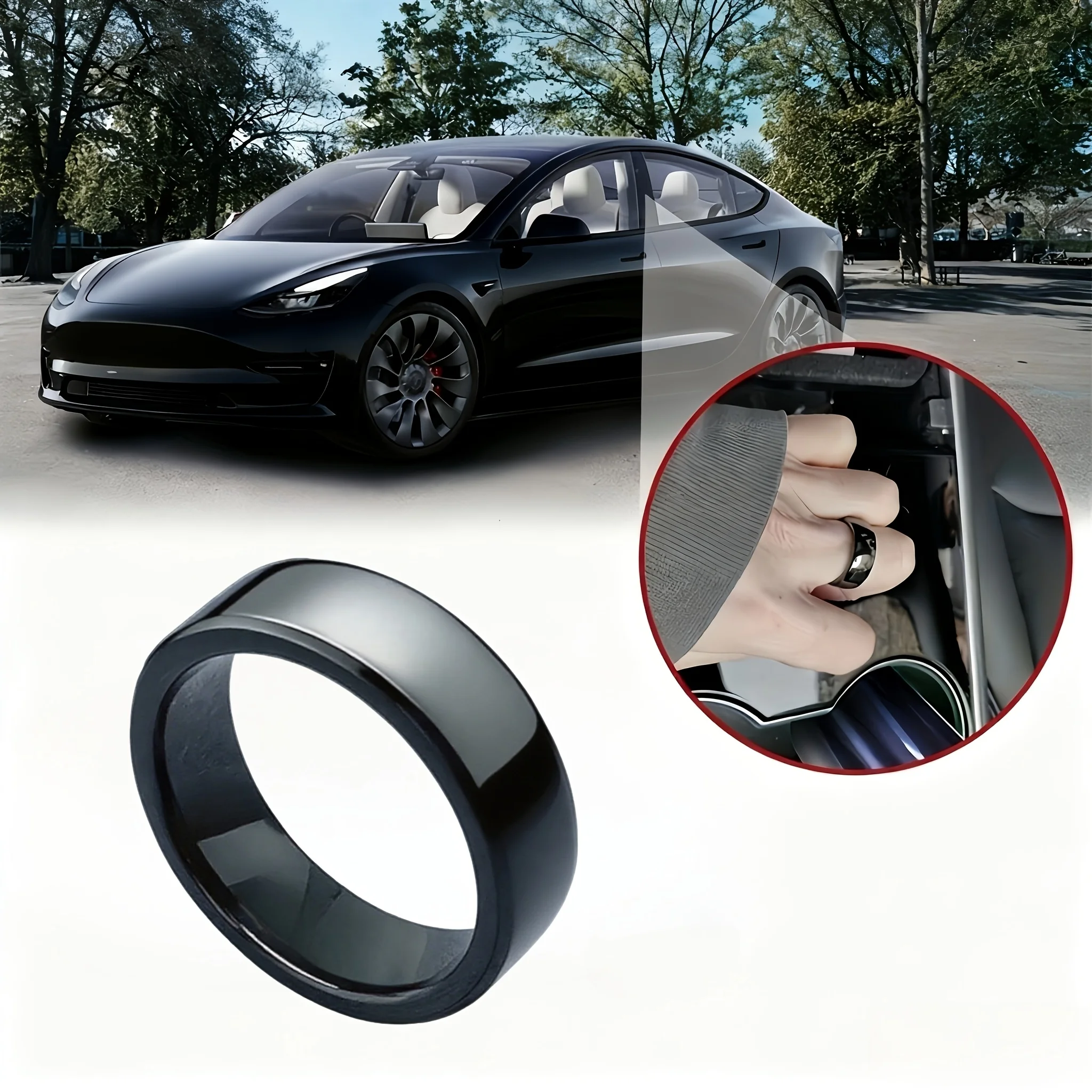 Tesla NFC-Ring, wasserdichter Keramikring, ersetzt Autoschlüssel, Kartenschlüssel, um mit Original-Kartenchips für Tesla Model 3, Modell Y Image