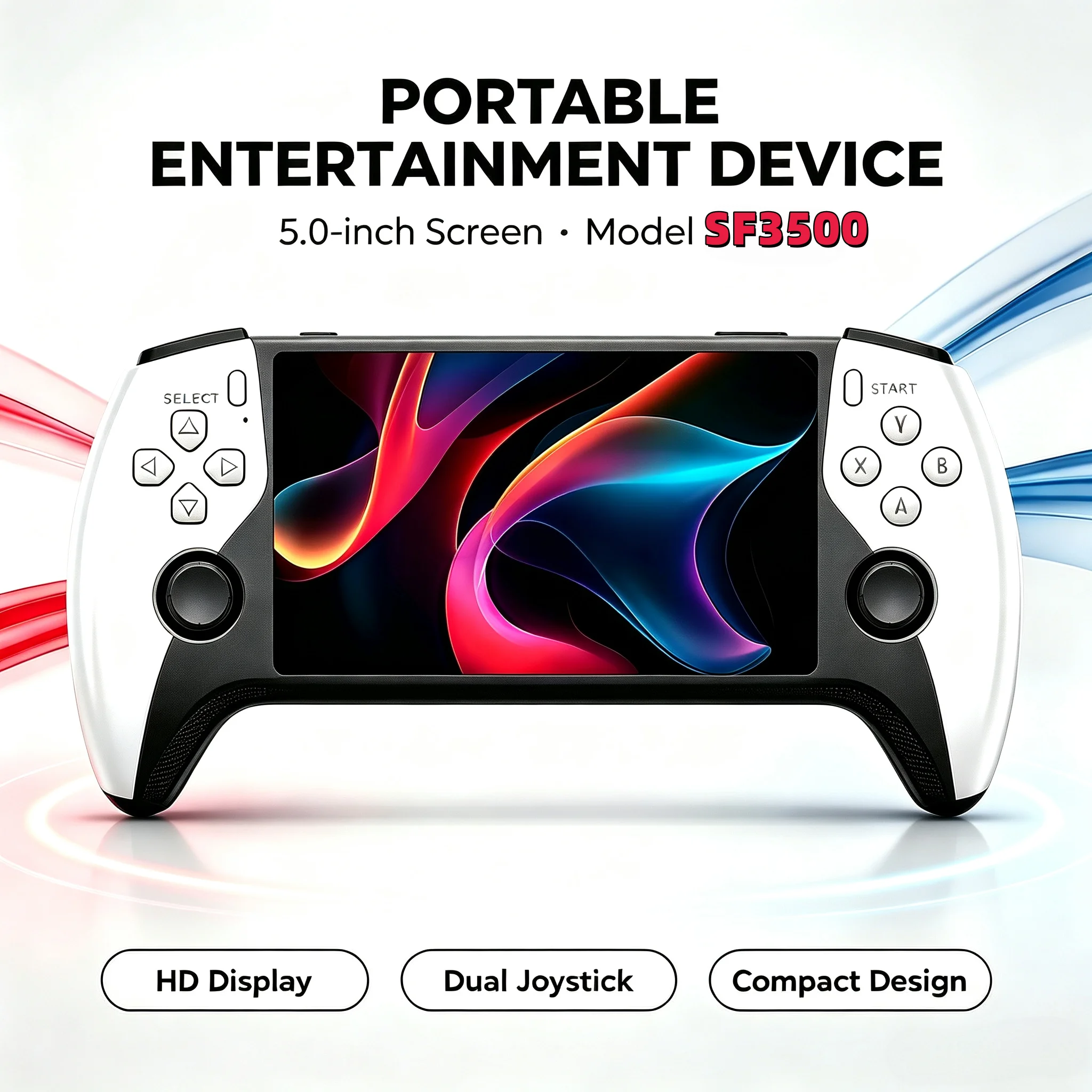 SF3500 Retro Handheld-Videospielkonsole Linux-System 5,0 Zoll 854*480 IPS-Bildschirm 3000mAh Tragbarer Taschen-Videospiel-Player