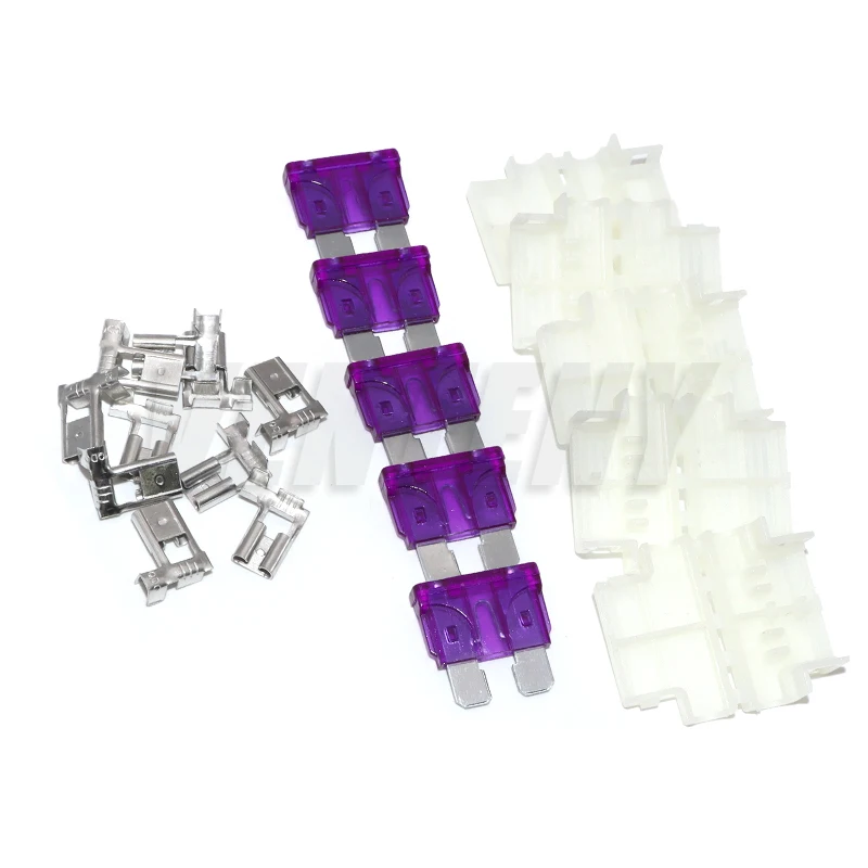 5 Stück Auto Standard Mittelsicherungshalter + Auto Boot LKW ATC ATO Flachsicherung 10A 15A 20A 25A 30A 35A 40A 1A 2A 3A 4A 5A 7,5A Image