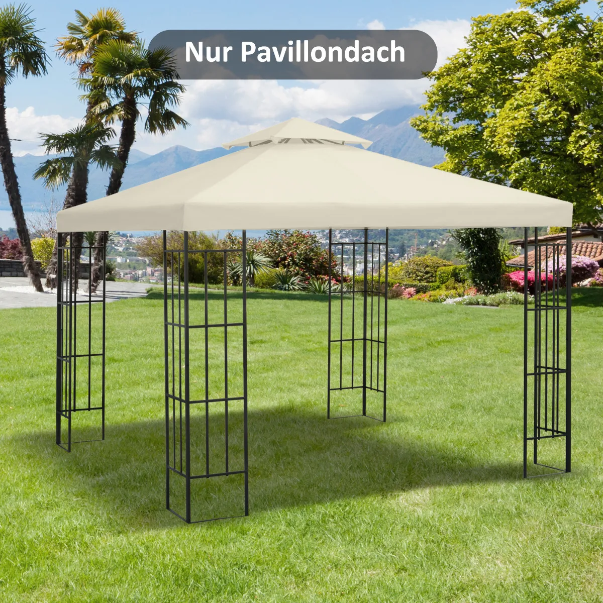 3×3m Gartenpavillon-Überdachung, cremeweiße Polyester-Ersatzabdeckung Image