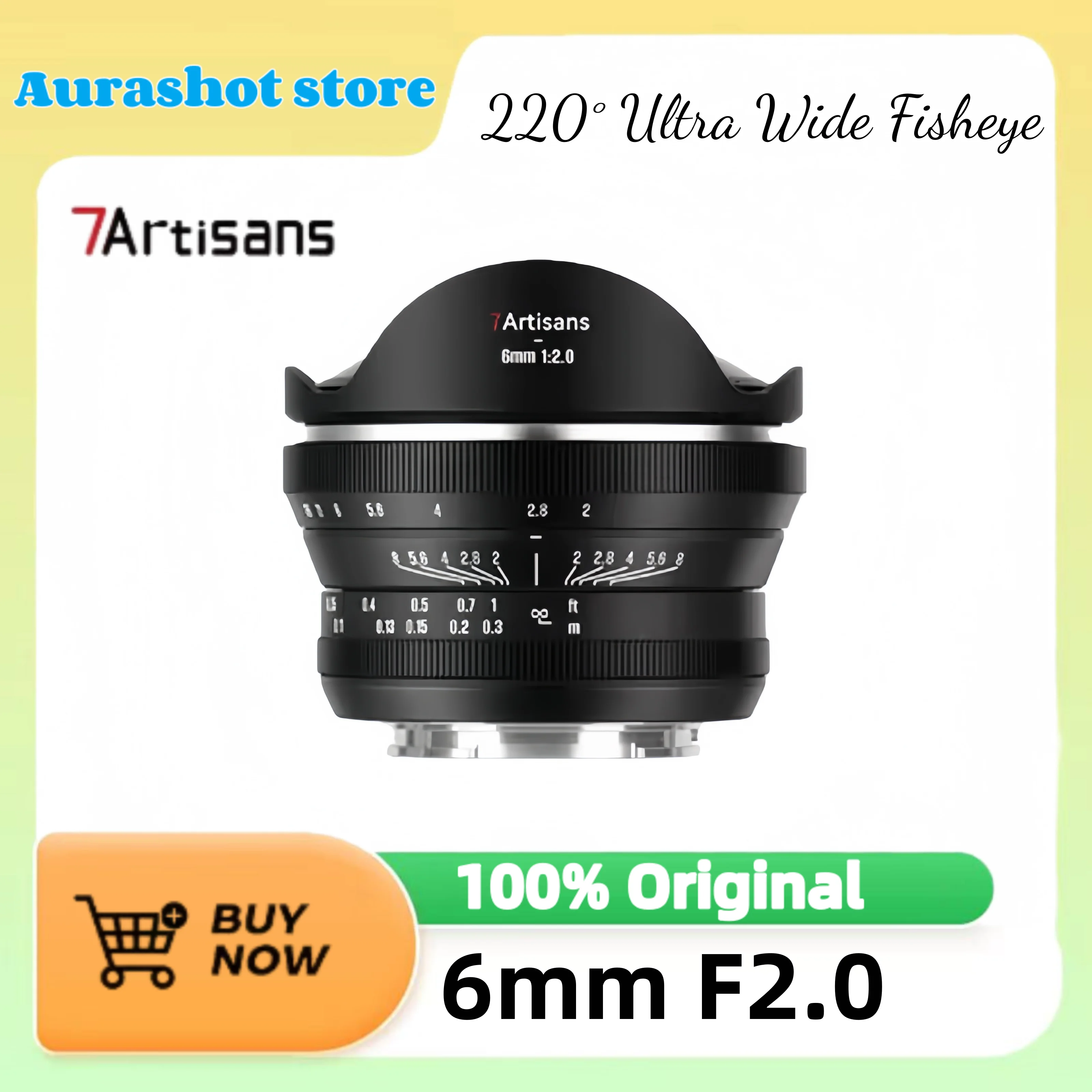 7artisans 6 mm F2.0 APS-C 220 ° Ultra Wide Fisheye Manual Focus Prime Lens Fotografie für Sony E Nikon Z Canon RF Fuji XF M4/3 Image