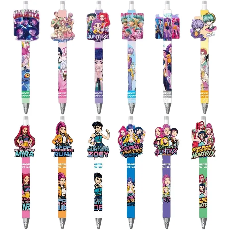 1/3 Stück KPop Demon Hunters 0,5 mm einziehbare Gelstifte-Set, schwarze Tinte, Kugelschreiber, Schreibbedarf, Büro, Schulbedarf, Schreibwaren, Geschenke, Neu Image