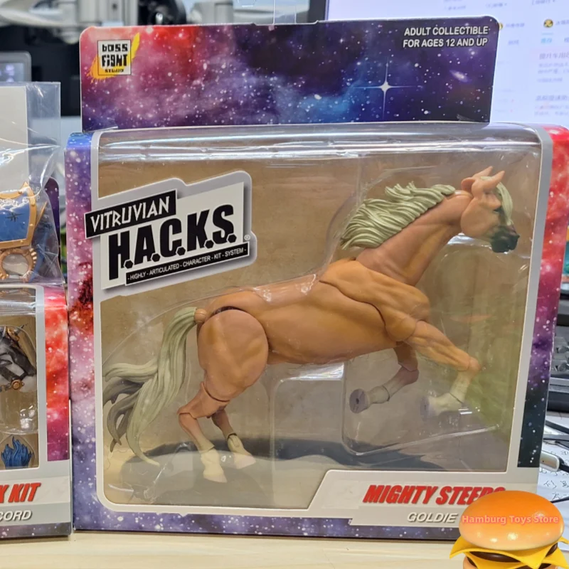 BFS Mabo 1/18 Schwarzes Pferd, weißes Pferd, silbernes Horn, rote Hirschweste, Effektpaket, Weihnachtsgeschenk Image