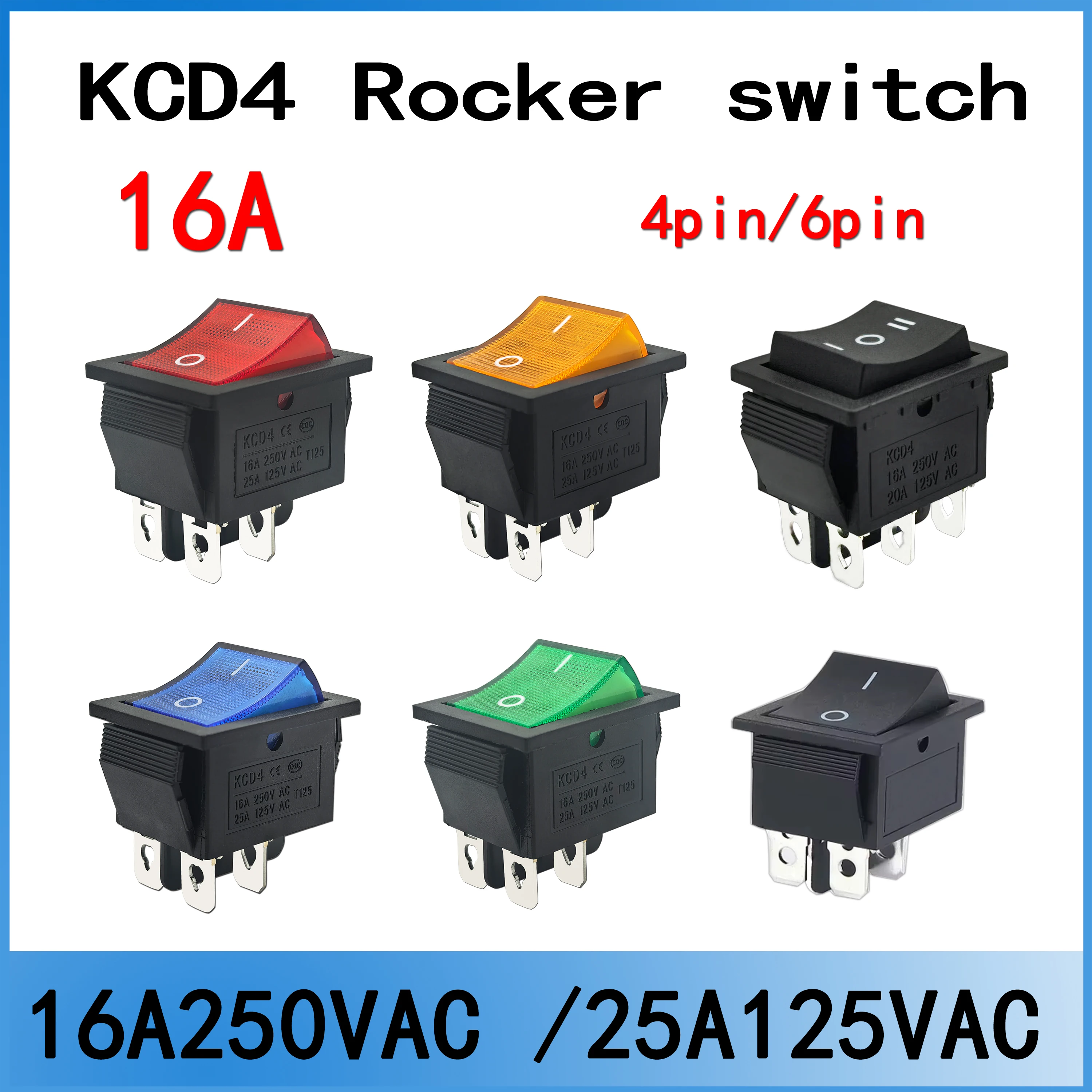 1–50 Stück KCD4-Unterbrecher Basculante de enganche, Unterbrecher de alimentaalität E/S, 4 Kiefer, 6 Kiefer mit 16 A 250 VAC 20 A 125 VAC Image