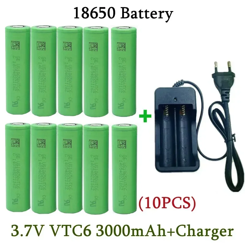 18650 Akku 2023 NeuBestseller VTC6 Li-Ion 3,7 V 3000 MAH + Ladegerät wiederaufladbarer Akku Geeigneter Schraubendreher-Akku Image