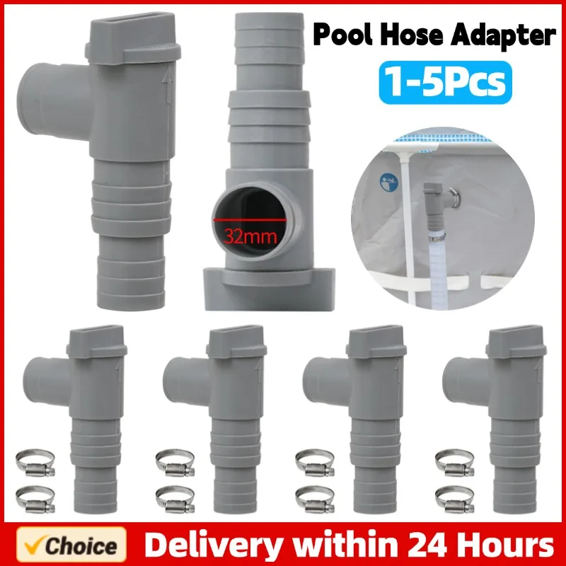 PVC-Pool-Schlauchadapter für 32 mm Pool-Rohrverbinder, Ein/Aus-Kolbenventil, auslaufsicher, versiegelte Ersatzteile für Außenpoolpumpen Image