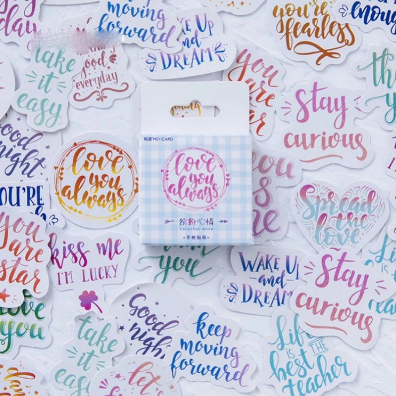 46 Stück/Box Bunte Stimmungs-Serie Aufkleber Handgemachte DIY-Dekoration Collage Tagebuch Magazin Karten-Dekoration Image