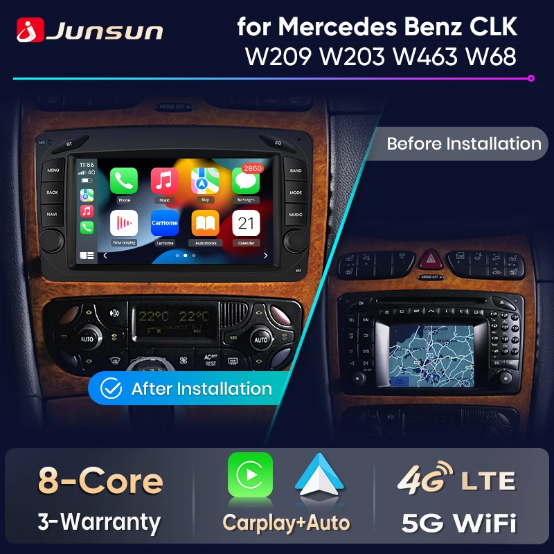 Junsun 7" Wireless CarPlay Android Auto Autoradio für Mercedes Benz Vito CLK W209 W210 W639 W203 1998-2006 4G Auto Multimedia Image