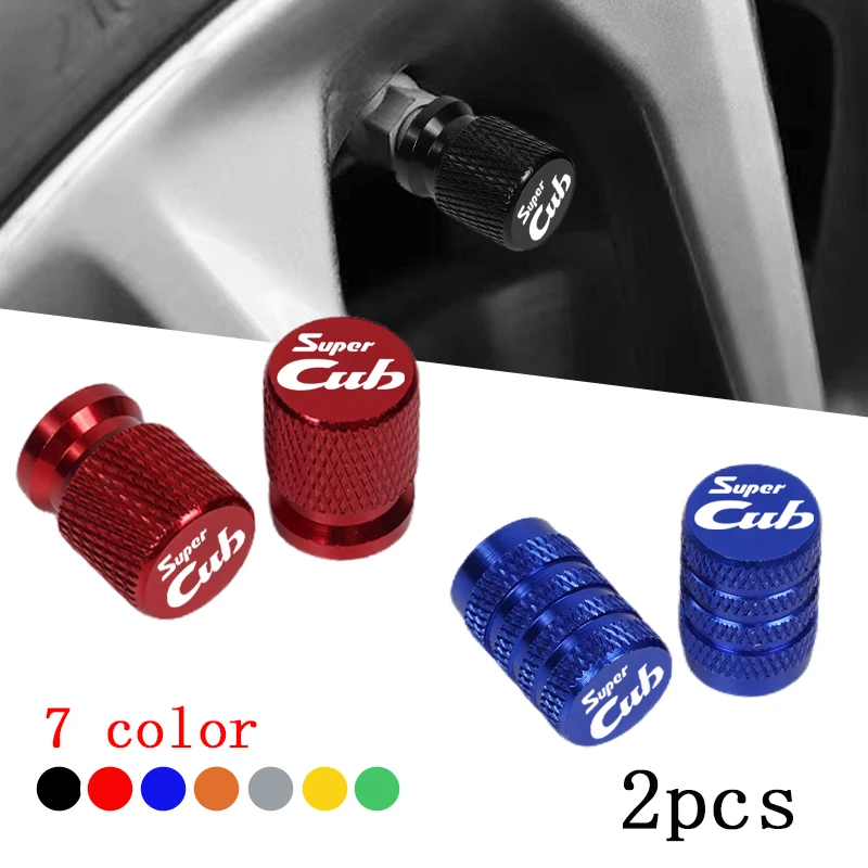 Für Honda Super CUB C70 90 110 C125 Zubehör 2 Stück Motorrad CNC Aluminium Reifenventil Luftanschluss Ventilkappen Image