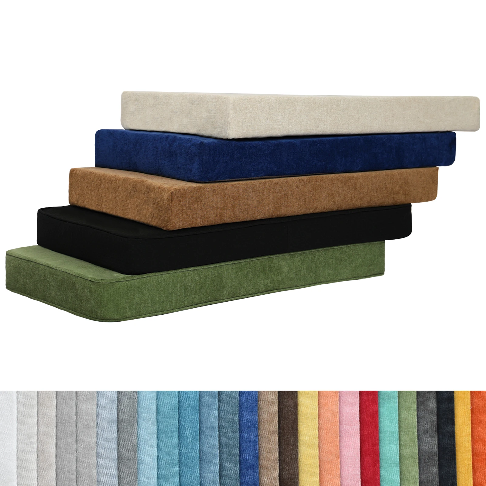 Maßgefertigte Sitzkissen aus Chenille 50D, Hochdichte Kissen für Schaukel, Balkon, Sofa, Waschbare Gartenkissen, Erkerfenster-Polster Image