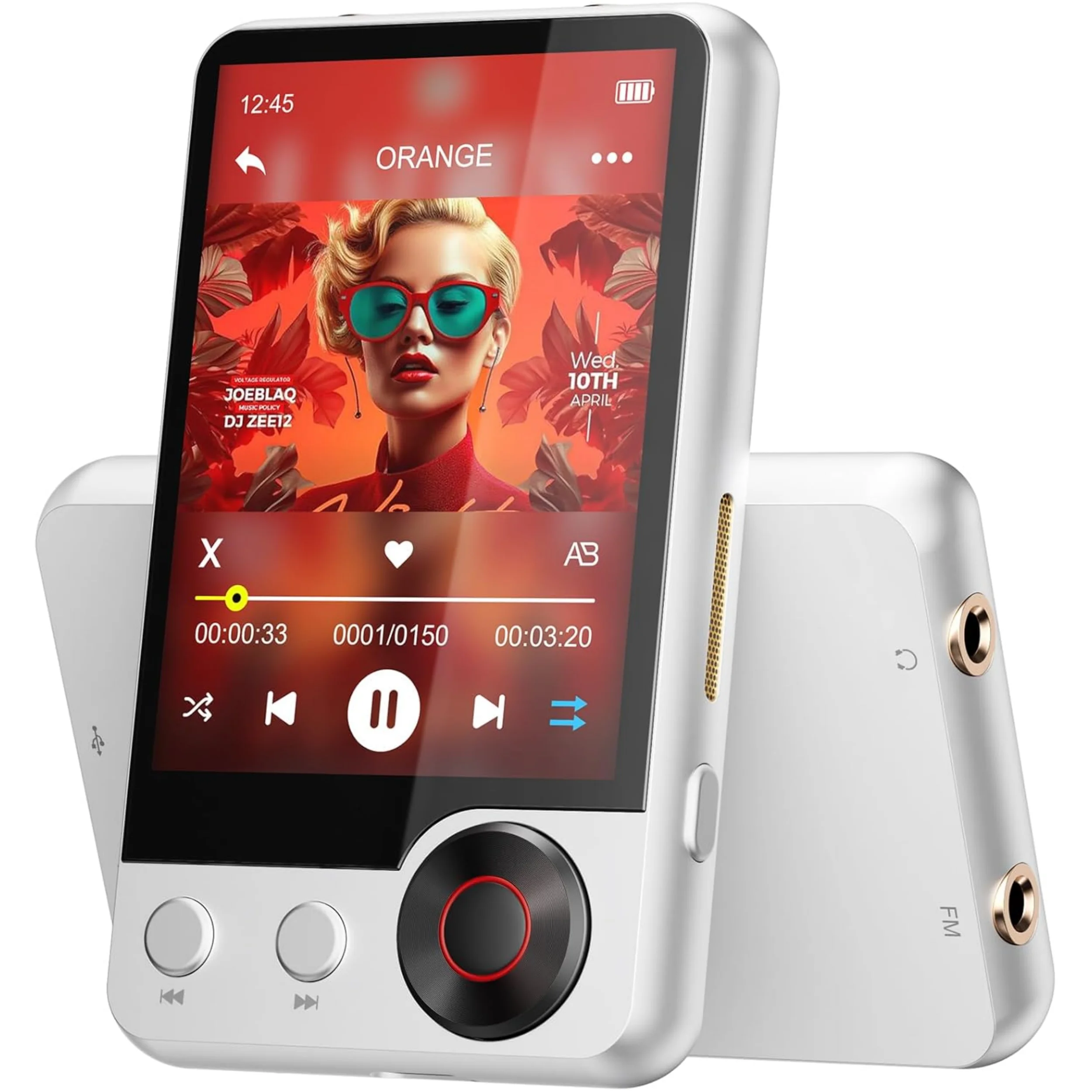 Lecteur MP3 128 Go avec Bluetooth 5.3 amélioré, lecteur de musique avec haut-parleur HD, écran tactile de 2,4 pouces, emplacement pour carte SD extensible, double