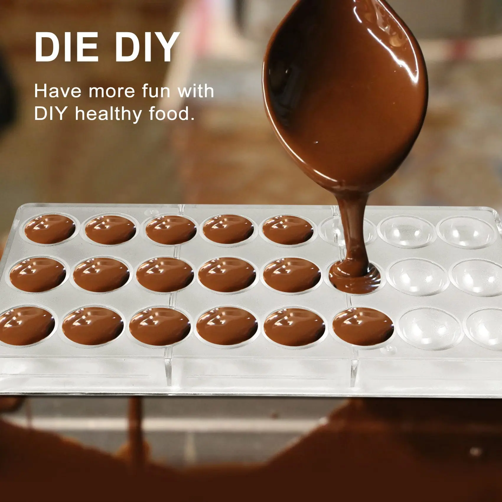 ABXF-24 Löcher Halbkugel Schokoladenform Polycarbonat Schokoriegelform Halbkugel Süßigkeiten Maker Form Backformen Image