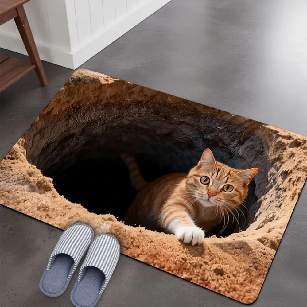 3D-Fußmatte mit flacher optischer Täuschung, wasserabsorbierend, rutschfest, Badezimmerteppich, abriebfest, langlebig, Schlafzimmertürteppich für Zuhause Image