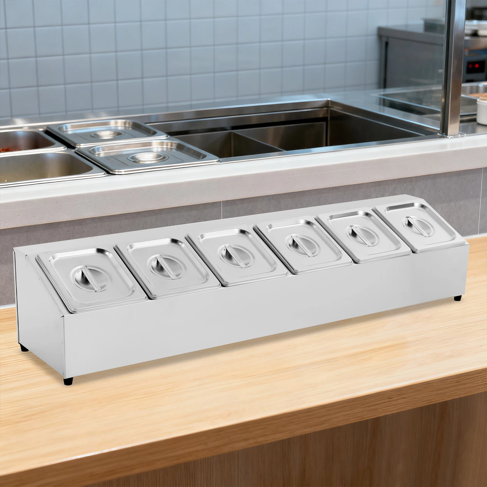 201 Edelstahl Gewürzregal mit 6 Lebensmittelbehältern mit Deckeln, je 1,5L für Alle Arten von Lebensmitteln und Gewürzen Image