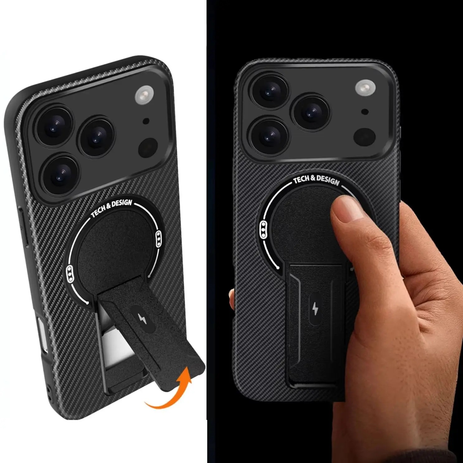 Armor Folding Brakect Magnetic für Magsafe Hülle für iPhone 17, Air 16, 15, 14, 13, 12, 11, 17 Pro Max Plus, harte kabellose Ladegerät-Abdeckung Image