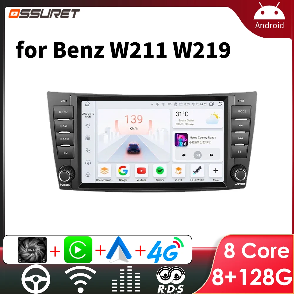 2Din Android Autoradio für Mercedes Benz E-Klasse W211 E200 E220 E300 E350 E240 E270 E280 W219 Multimedia GPS 4G Wireless Carplay Image