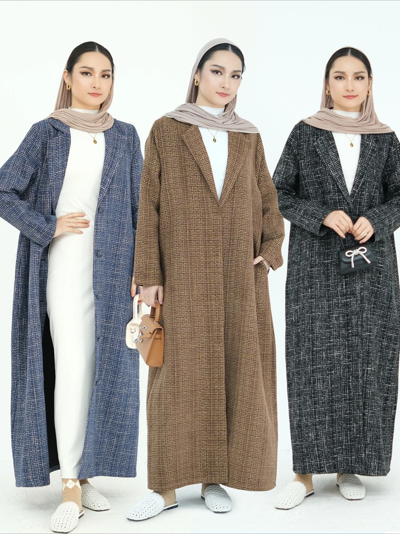Eid Frauen Lange Mantel Abaya Muslimischen Verdicken Strickjacke Kleid Jalabiya Ramadan Party Arabischen Lange Robe Marokko Kaftan 2026 Herbst Winter Image