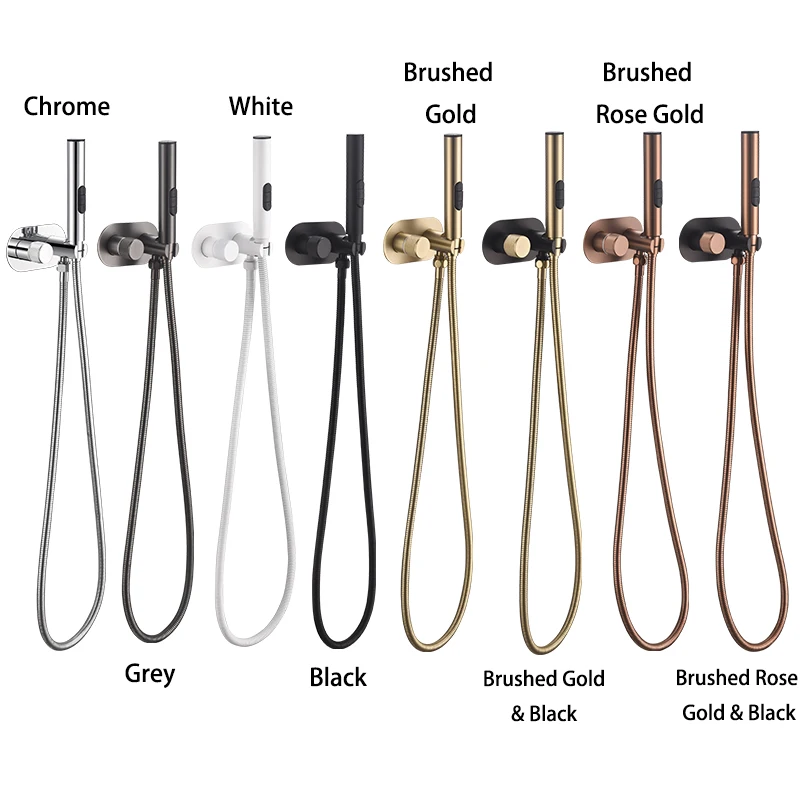 BrusheRoseGold robinet de bain à trois fonctions en laiton, robinet rond à pulvérisation sanitaire, mélangeur d'eau chaude et froide, toilettes, salle de bains, salle de bains, douche