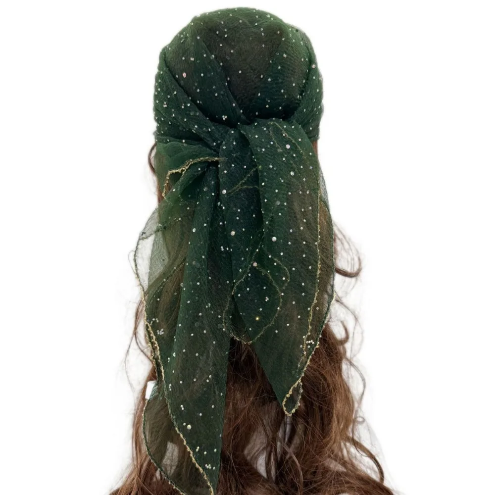 Modisches buntes Pailletten-Bandana, 80 cm x 80 cm, ultradünn, atmungsaktiv, Kopftuch, Sommer-Sonnenschutz Image