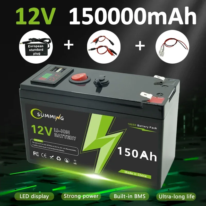 12 V 150 Ah Lithium LiFePO4 Deep 4000 Cycles Akku, wiederaufladbarer Akku für Solar-/Windkraft, kleine USV, Beleuchtung, Elektroräder Image