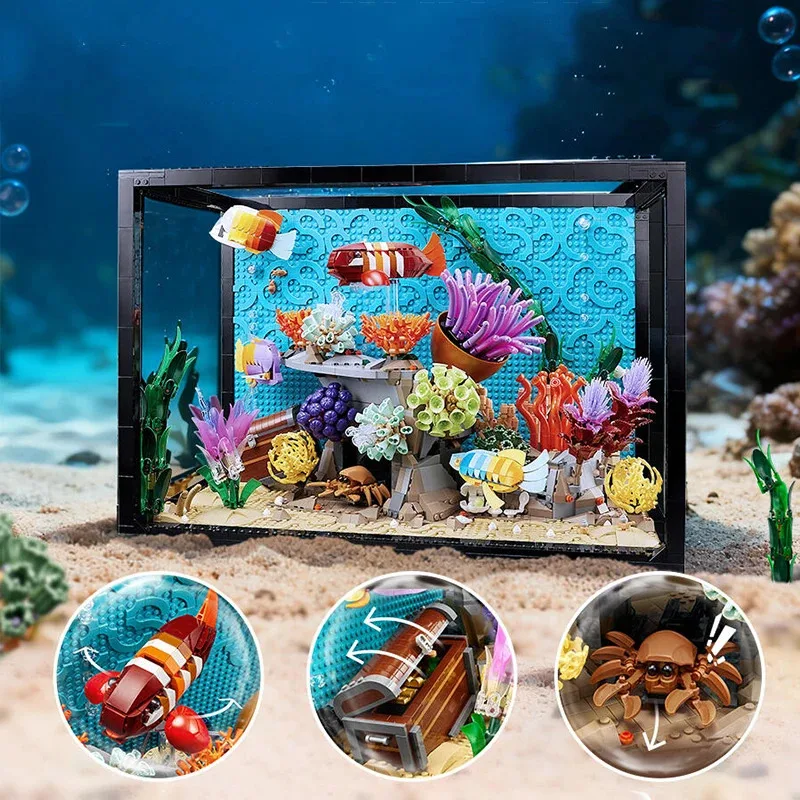 4154PCS 10366 Tropical Aquarium Aquarium Modell Meerestiere kinder Montage Bausteine Spielzeug Geschenk Image