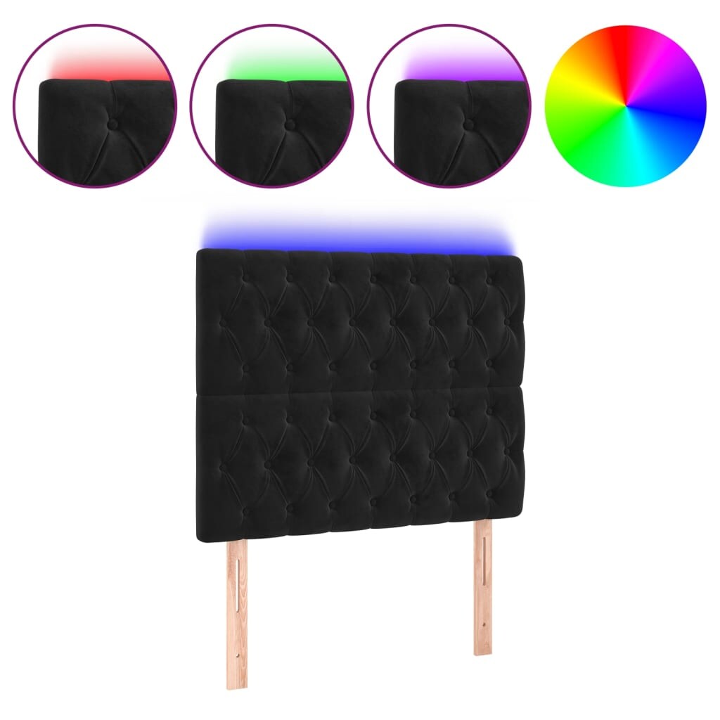 vidaXL LED Kopfteil Schwarz 100x7x118/128 cm Samt Image