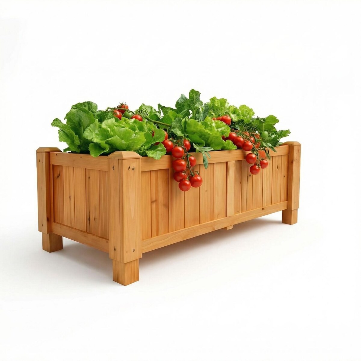 Coemo Hochbeet Massivholz natur - 90 x 40 x 30 cm, 1 Regalboden, 1 x Pflanzfolie Image
