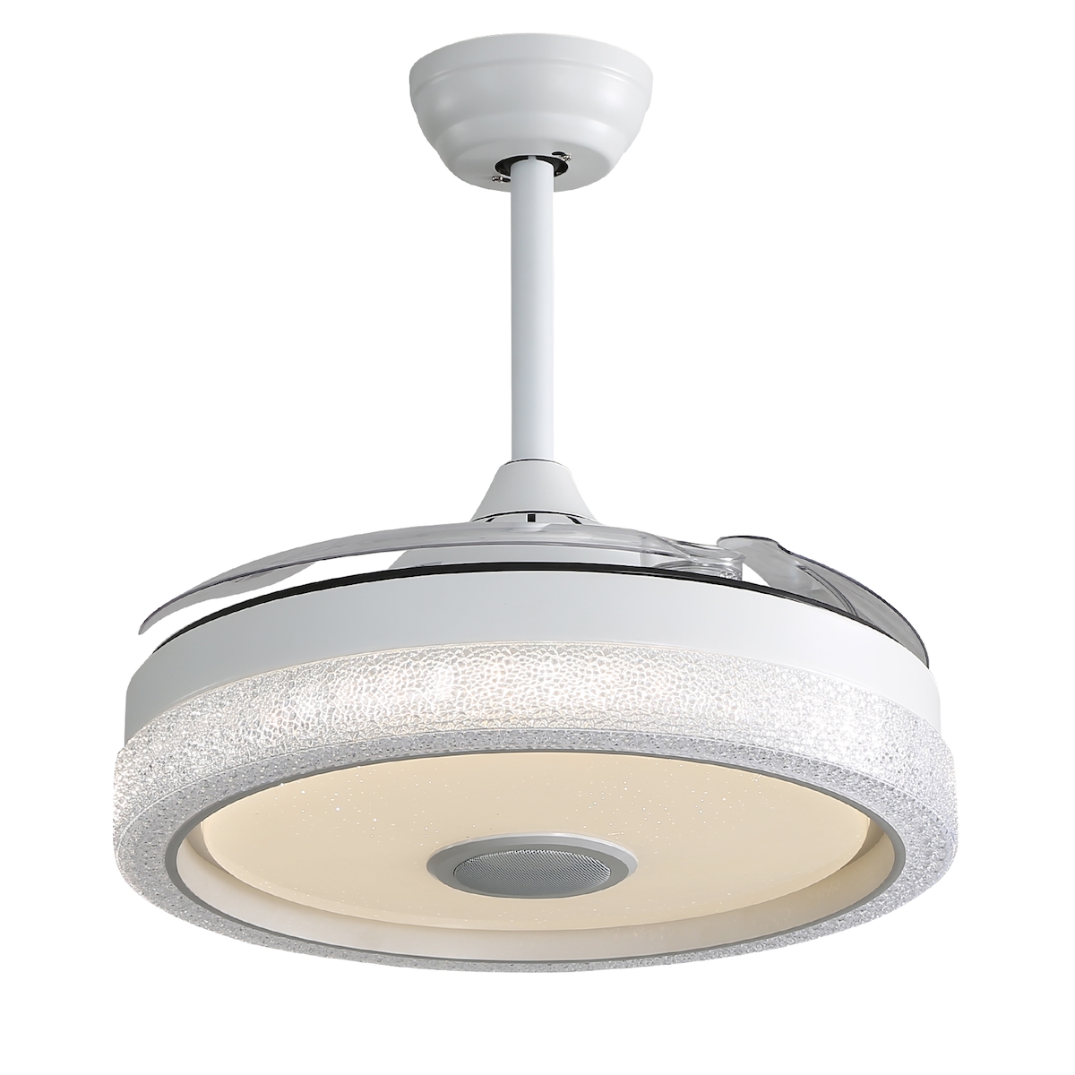 OKWISH Deckenventilator mit LED Beleuchtung 37x107x107 cm Fernbedienung Timer DC Motor RGB Licht 3 Farbtemperaturen Weiß Image