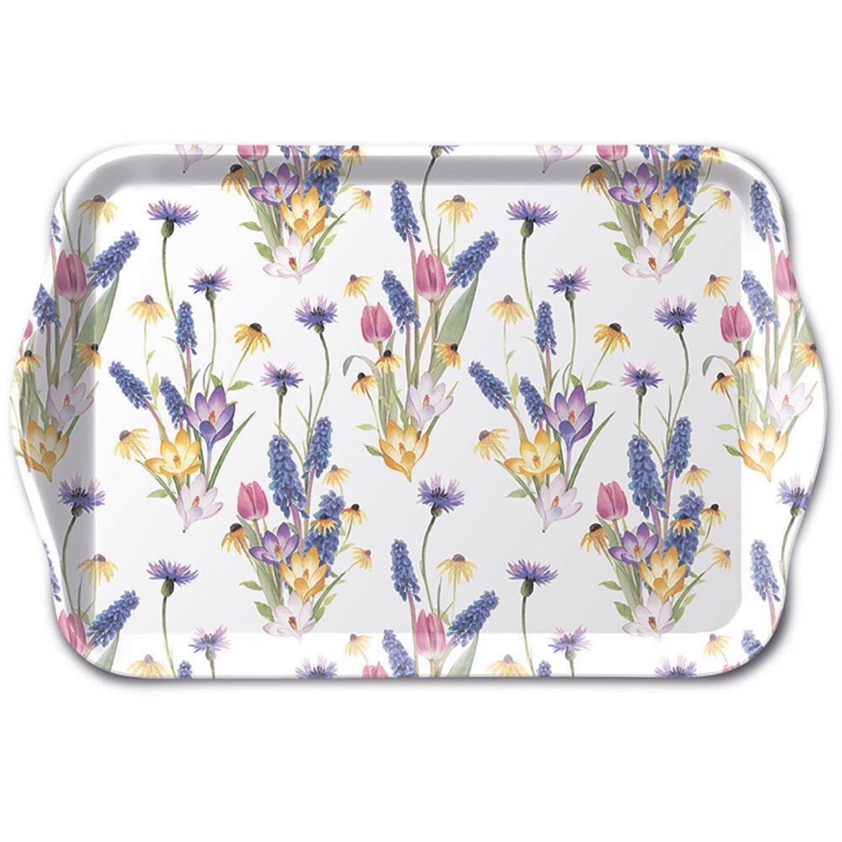 Ambiente Tablett Melamin 21x13cm - kleines Serviertablett Frühstückstablett Tischdeko Frühling Sommer Dekotablett Weiß Bunt Image