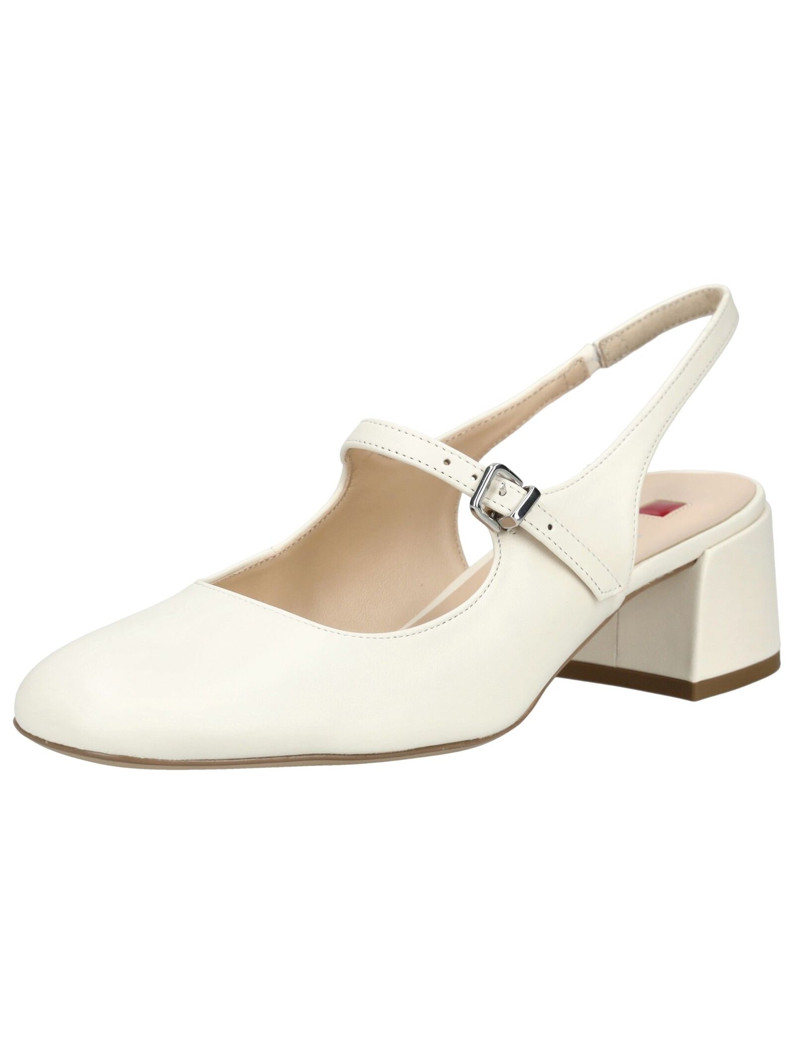 Slingpumps HÖGL "Högl Pumps Glattleder", Damen, Gr. 37,5, creme, Glattleder, Schuhe Slingpumps