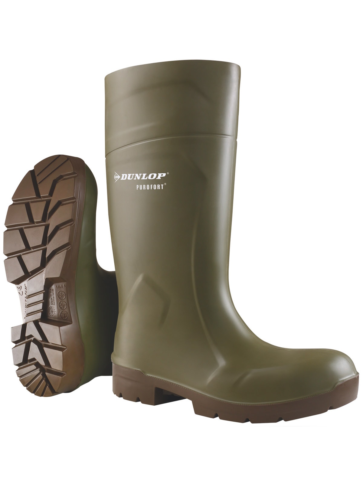Sicherheitsstiefel DUNLOP "Sicherheitsstiefel CA61831 Purofort Foodpro MultiGrip safety" Gr. 36, grün, 36, Obermaterial: 100% Textilmaterial TEXMAT., Schuhe