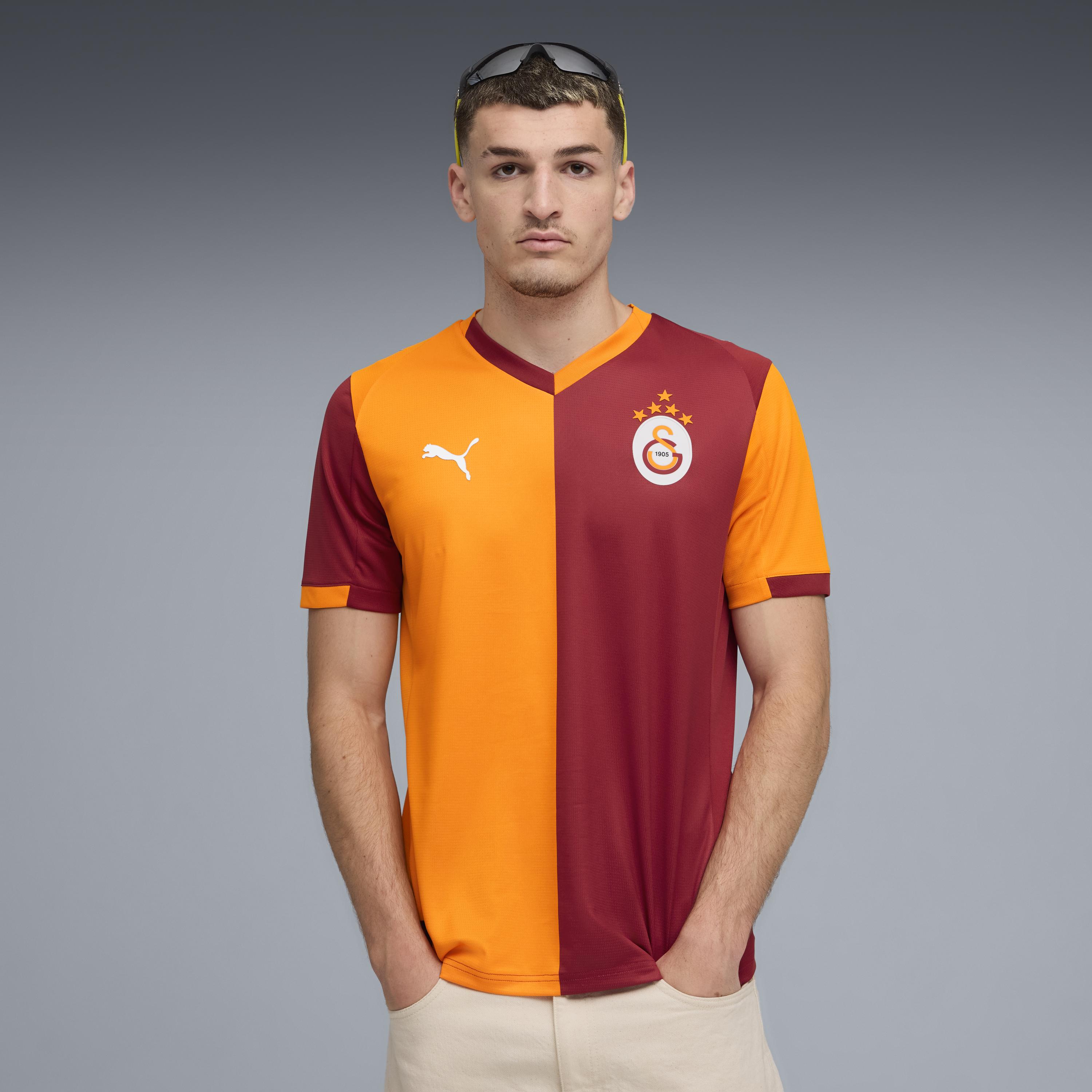 Fußballtrikot PUMA "GSK HOME JERSEY REPLICA W/O SPONSOR WITH STAR", Herren, Gr. XL, rot rhythm, intense orange, Obermaterial: 100% Polyester, mehrfarbig, regular fit normal, V-Ausschnitt, Trikots Fußballtrikot, Heimtrikot Galatasaray Istanbul 2025/2026