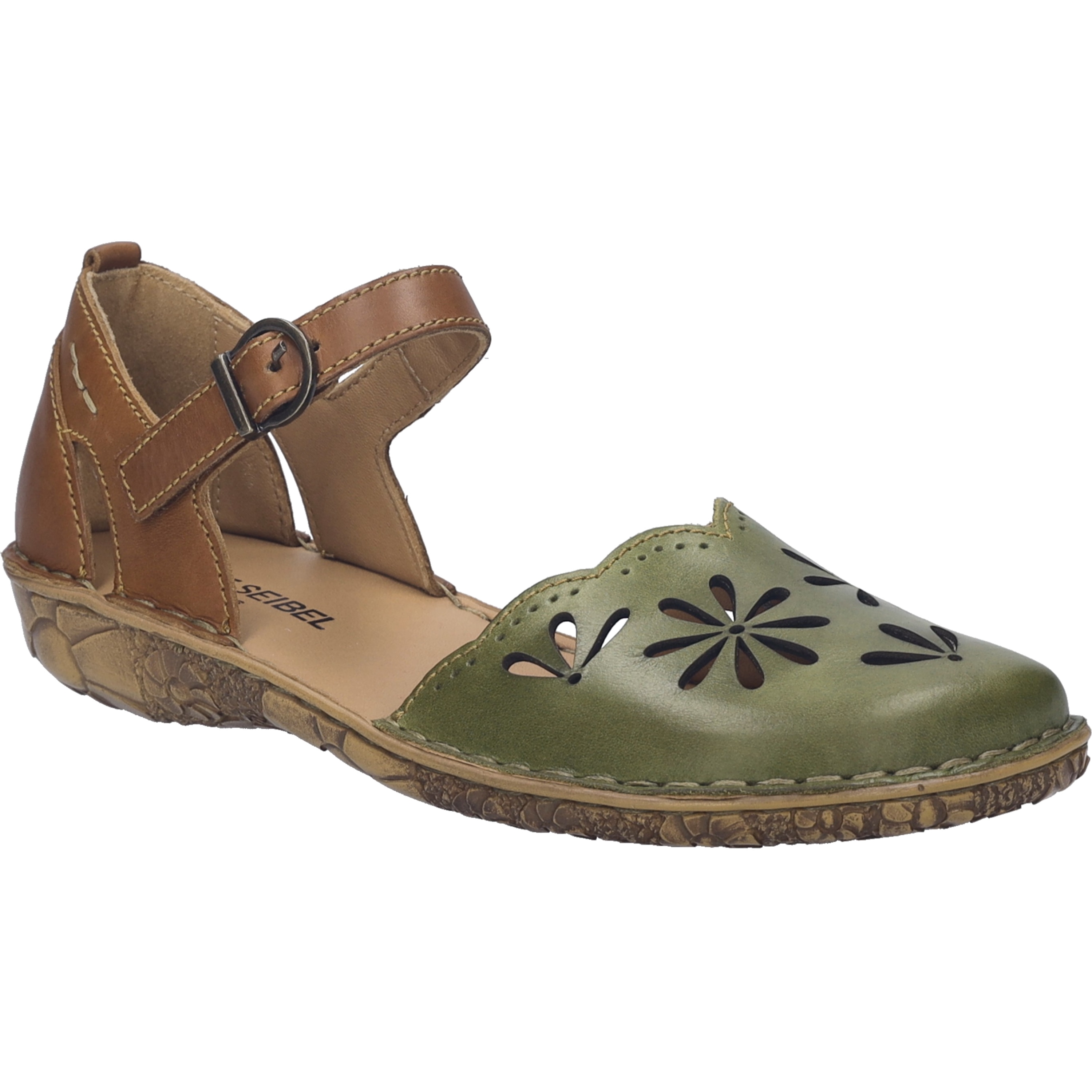 Sandale JOSEF SEIBEL "Rosalie 04, khaki-kombi", Damen, Gr. 38, grün (khaki, kombi), Obermaterial: 100% Rindsleder Leather cow., Schuhe Sandale