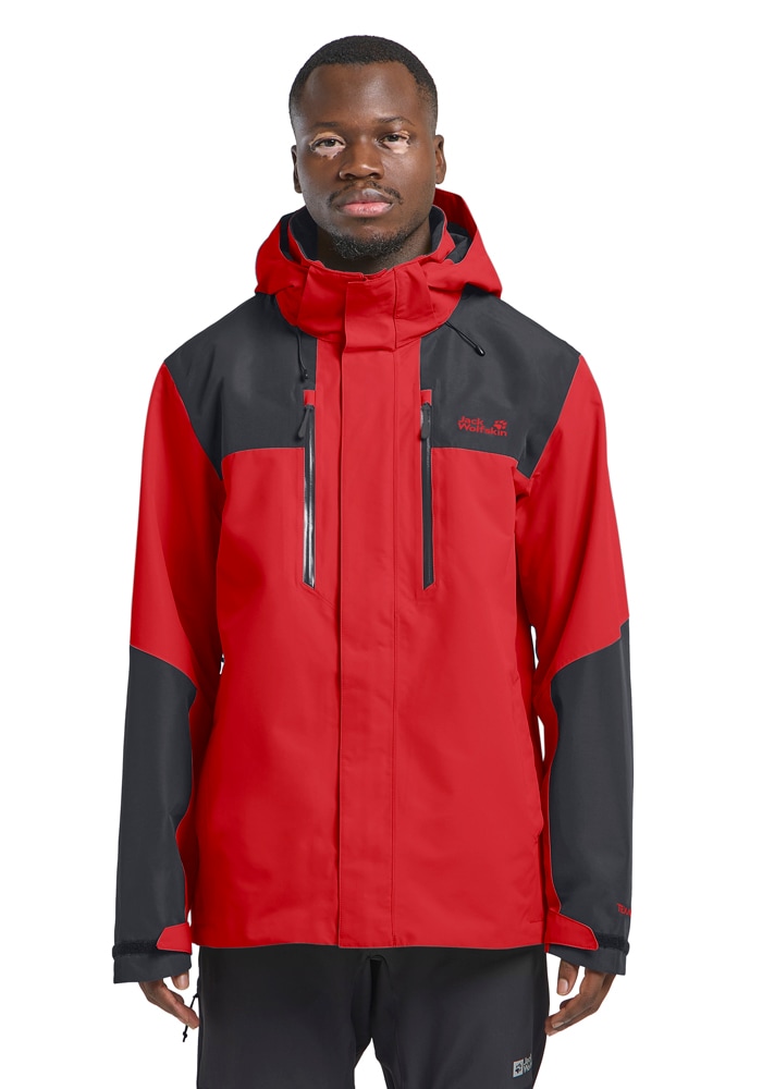 Funktionsjacke JACK WOLFSKIN "JASPER 2L JKT M", Herren, Gr. S (48), sirenrot, Obermaterial: 100% Polyester; Futter: 100% Polyester, Jacken Funktionsjacke