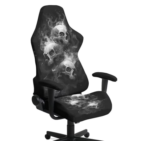 HUIACONG Skull Computer Chair Seat Slipcovers Easy Installation Computer Chair Covers for Seat Cushion 4 PCS Scratchproof Office Desk Chair Cover Fits Most Office/Computer Chairs