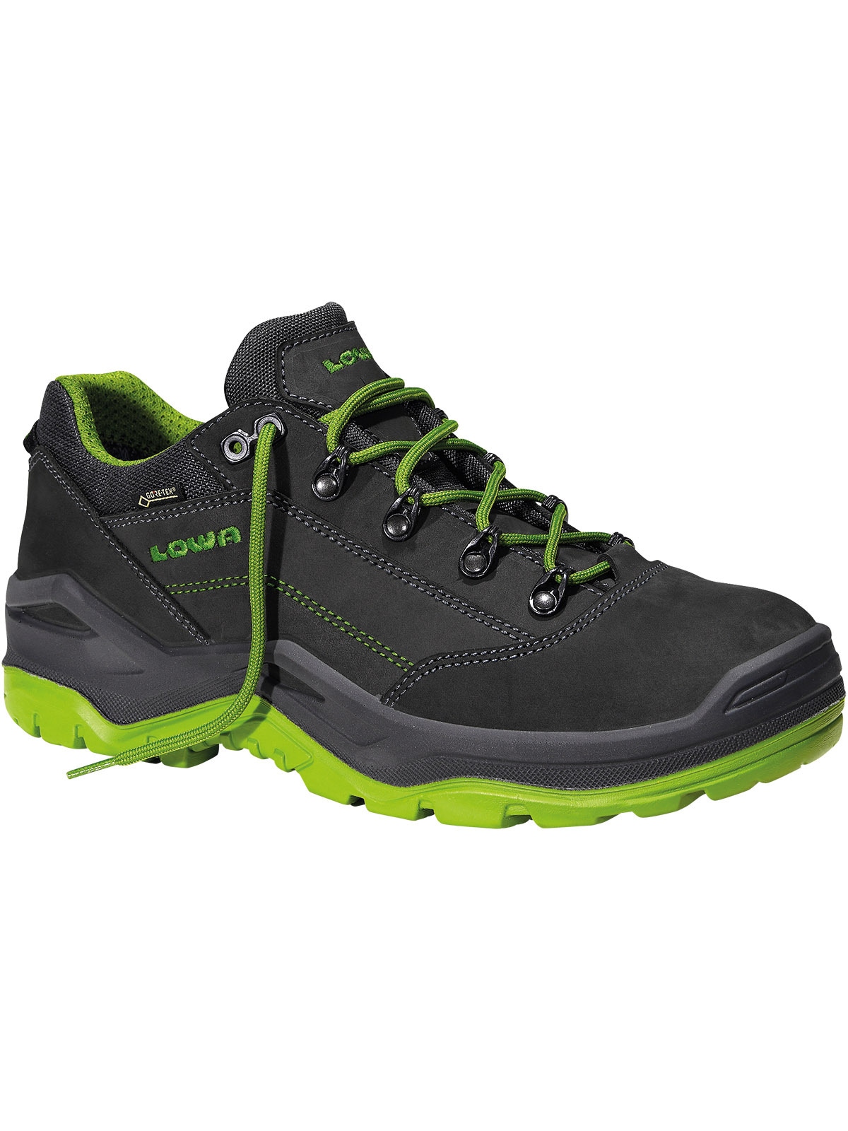 Sicherheitsschuh LOWA "Sicherheitsschuhe 5610 Lowa RENEGADE Work GTX" Gr. 42, schwarz (schwarz, grün), 42, Schuhe