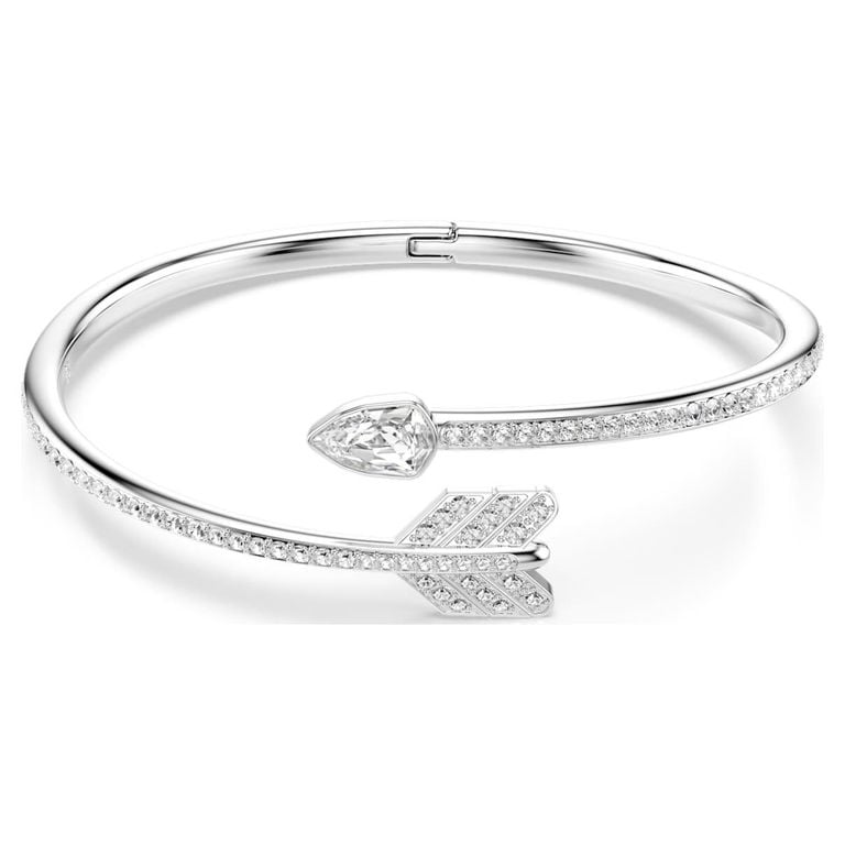 Idyllia Mixed Cuts Arrow Bangle - Metallic - Swarovski Bracelets