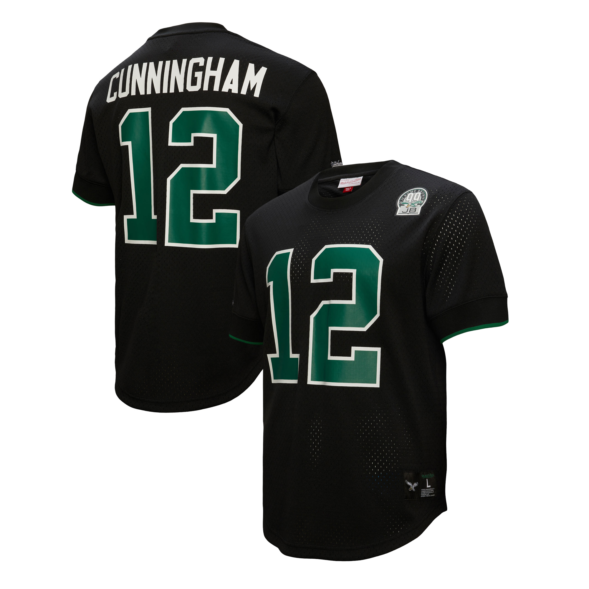 "Schwarzes Mesh-Oberteil mit Namen und Nummer des ehemaligen Spielers der Philadelphia Eagles von Mitchell & Ness Randall Cunningham für Herren" Image