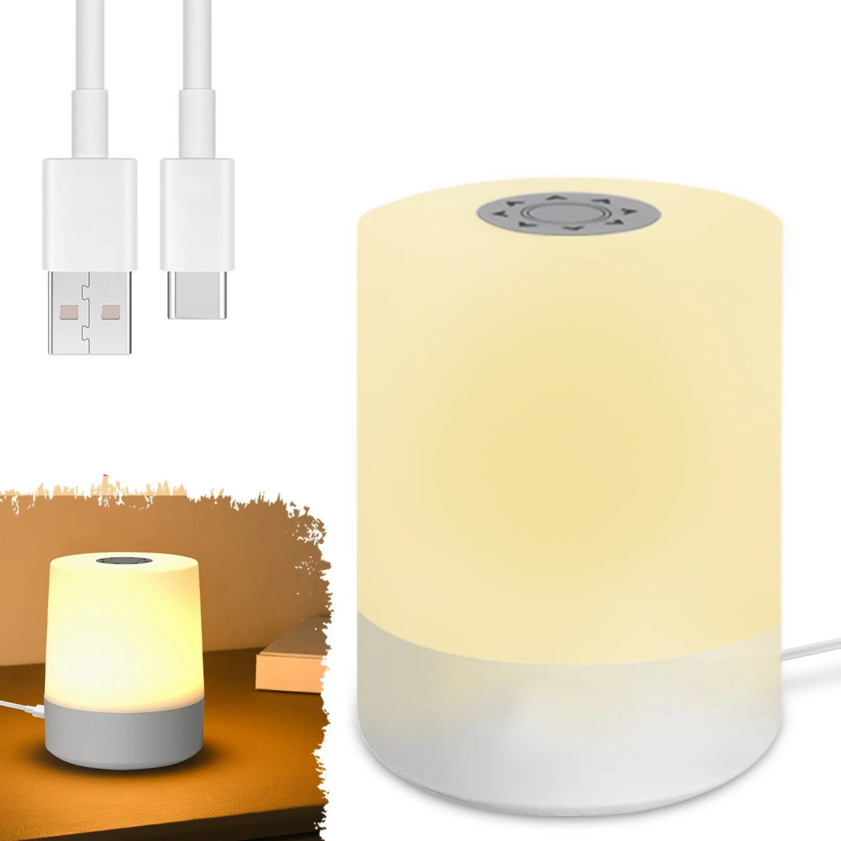 Lampe de nuit tactile 3 Modes LED veilleuse lampe de chevet USB charge veilleuse lumière ambiante lumière douce lampe de Table pour enfants cadeau