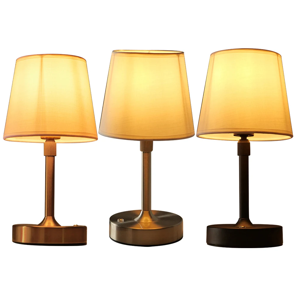 Lampe de chevet, lampe de salle à manger, rechargeable par USB, commande tactile, abat-jour en tissu, lumière d'ambiance, lumière chaude 2200K, lampe de table portable sans fil