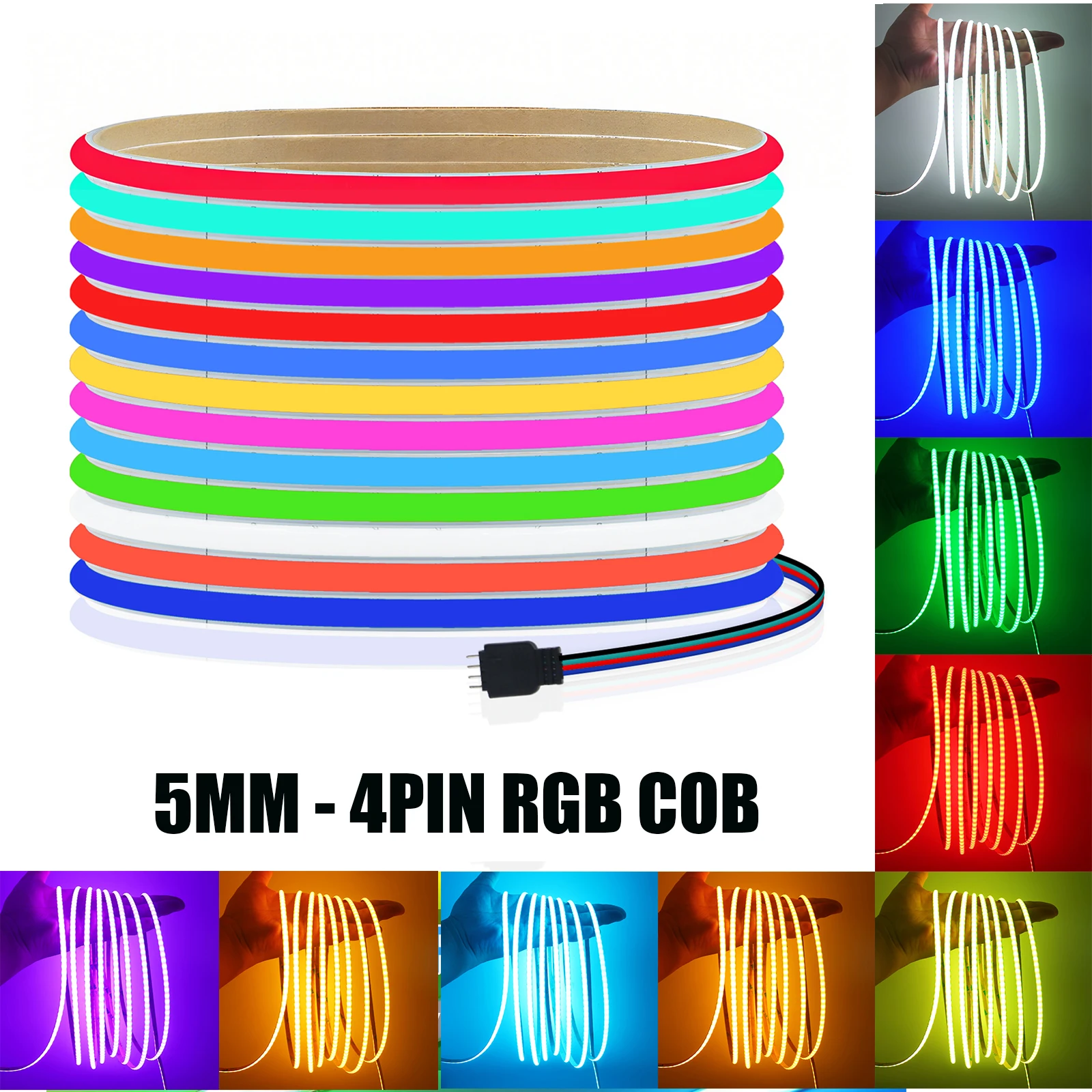 PCB 5MM 4PIN RGB COB Streifen IP20 Selbstklebende Flexible Band Diode TV Hintergrundbeleuchtung Raum Dekoration Led Lampe DC 12V 24V 0,5M-5M Image