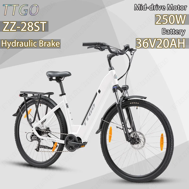 TTGO ZZ-28ST City E-Bike 250W Mittelmotor 36V20AH Akku Erwachsenen-Elektrofahrrad 700C*45C Reifen Hydraulische Bremse Elektrofahrrad Image