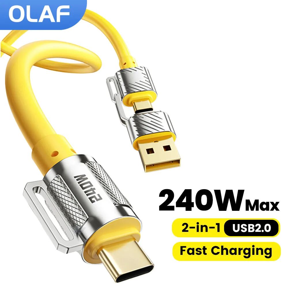 Olaf 2-in-1 USB Typ C auf USB C-Kabel 240 W Schnellladekabel für iPhone 15 16 Samsung S23 iPad Xiaomi USB auf Typ C auf C Image
