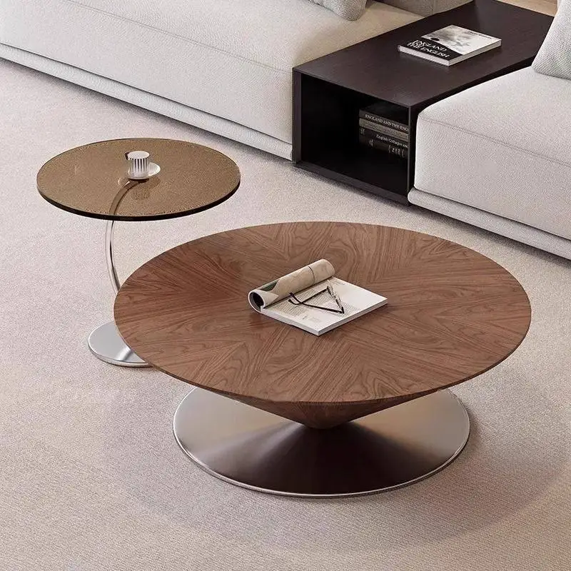 Runder Couchtisch aus Holz, Wohnzimmer-Design, Metall-Couchtisch, Vintage, einzigartig, Mesa De Centro De Sala, Wohnmöbel