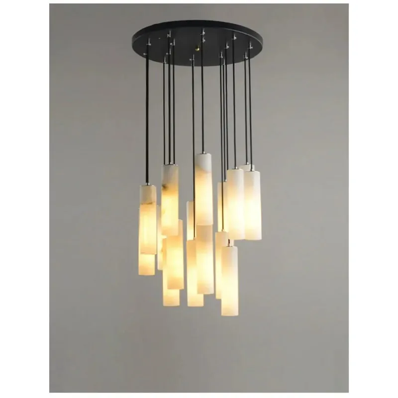 Nordic Marmor Led Luxus Nacht Hängen Lampe Loft Treppen Beleuchtung Moderne Natürliche Lichter Halle Restaurant E14 Birne Leuchte Image