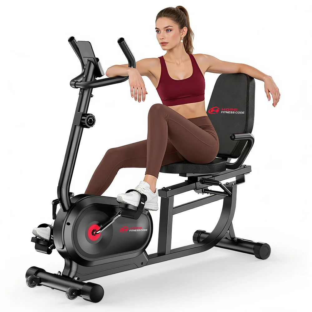 Recumbent Exercise Bike Recumbent Stationary Bike 150KGWeight Capacity 8-level Resistance Magnetic LCD Monitor Heart Rate Handle