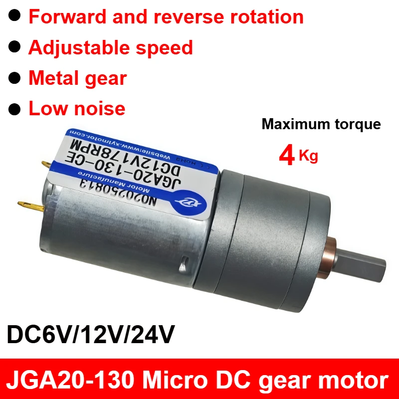 DC 6V 12V 24V Getriebemotor 20 21 28 37-833 RPM CW CCW Geschwindigkeitsreduzierung Getriebemotoren JGA20-130 Elektromotor DIY Zubehör Image